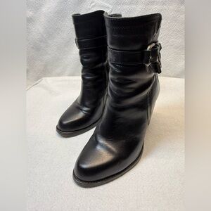 Frye Baddie Black Biker Boots Goth Metal Silver Buckles Rockin Roll Cool Girl